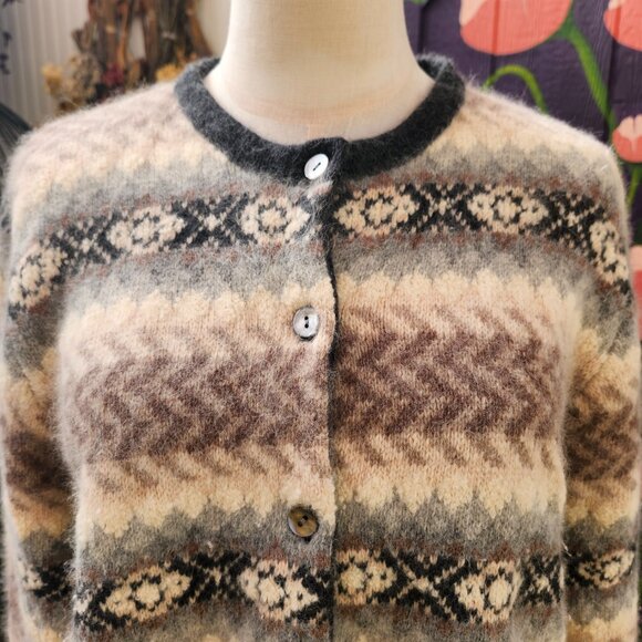 Vintage Valerie Stevens Furblend Angora & Lambswool Button Up Cardigan Sweater - Picture 7 of 15